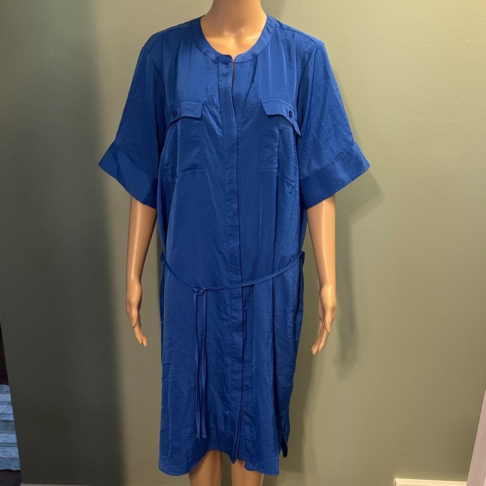 Vera Wang Blue Button-Up Dress size 2XL